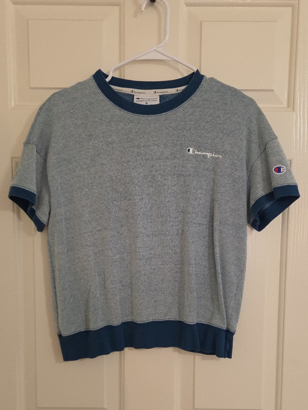 Champion Blue Stripe Short Sleeve Crew with Navy Trim